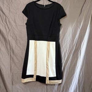 New Directions Black and Tan Panel Dress